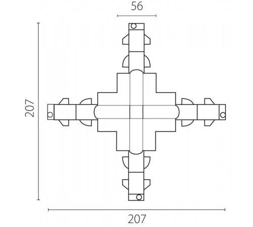 Соединение крестовое встраиваемое с подводом питания к треку 5030xx-DALI Lightstar Quattro/DALI/ 503146-R-DALI
