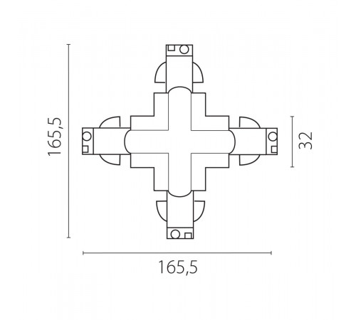 Соединение крестовое с подводом питания к треку 5040xx-(F)/(R) Lightstar Quattro 504146-FR