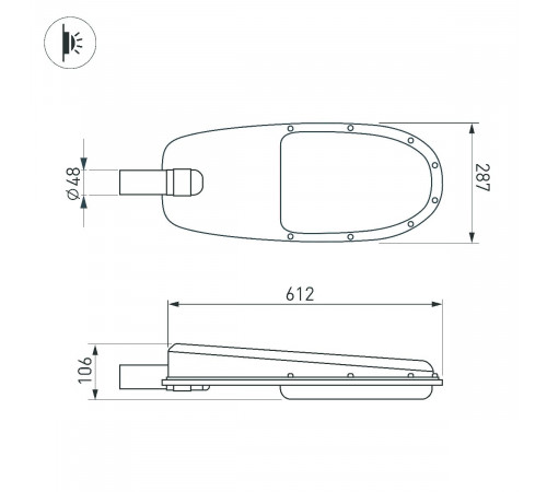 Уличный консольный светильник Arlight OXOR-ELFA 611х288-108W Day5000 052251 Уличный консольный светильник Arlight OXOR-ELFA 611х288-108W Day5000 052251