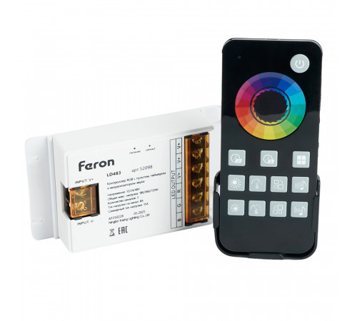 Контроллер RGB с пультом, таймером и визуализатором звука Feron LD483 12-24-48V 52098