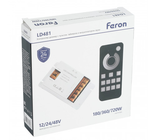 Контроллер диммер с пультом, таймером и визуализатором звука Feron LD481 12-24-48V 52096