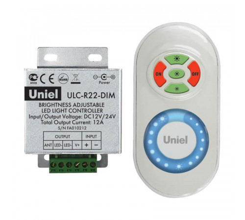 Контроллер для управления яркостью одноцветных светодиодов (05947) Uniel ULC-R22-DIM White Контроллер для управления яркостью одноцветных светодиодов (05947) Uniel ULC-R22-DIM White