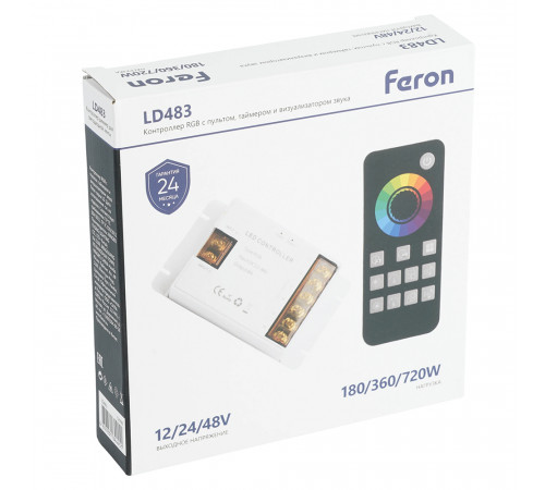Контроллер RGB с пультом, таймером и визуализатором звука Feron LD483 12-24-48V 52098