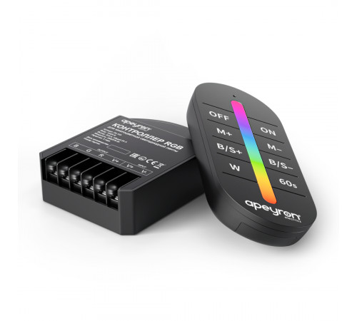 Контроллер RGB 12В/24В, 288вт/576Вт, 3 канала, 24А, IP20, ПДУ RF сенсорный (без батареек) Apeyron 04-103