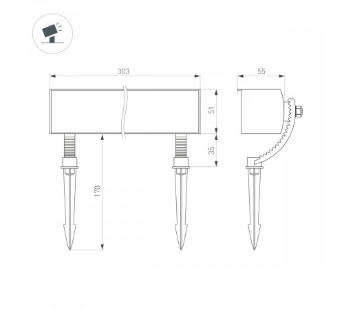 Ландшафтный светильник Arlight KT-BASOMI-12W Warm3000 (Серый, 60x100 deg, 24V) (IP65 Металл) 060667