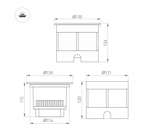 Ландшафтный светильник Arlight LTD-DAFNA-GROUND-R130-11W Day4000 (SL, 10 deg, 230V) (IP67 Металл) 061185