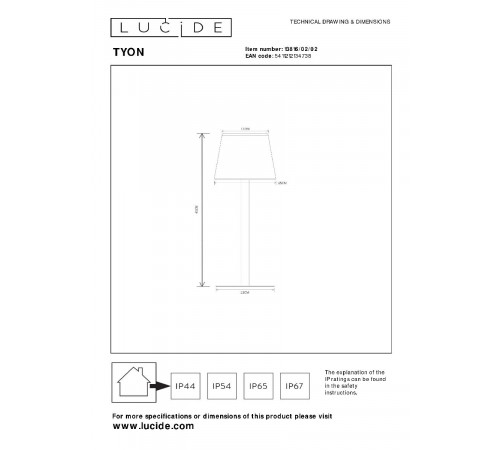 Уличная настольная лампа Lucide Tyon 13816/02/02