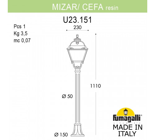 Ландшафтный светильник Fumagalli MIZAR.R/CEFA U23.151.000.AXE27
