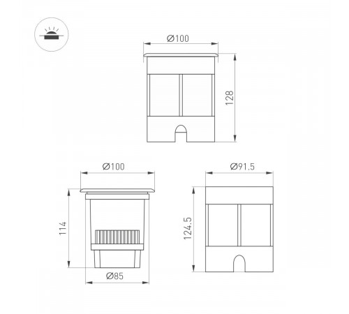 Ландшафтный светильник Arlight LTD-DAFNA-GROUND-R100-6W Warm2700 (SL, 10 deg, 230V) (IP67 Металл) 061167