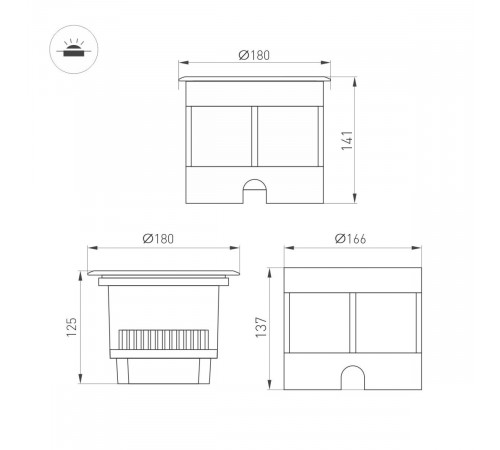 Ландшафтный светильник Arlight LTD-DAFNA-GROUND-R180-25W Warm3000 (SL, 35 deg, 230V) (IP67 Металл) 056554