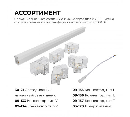 Коннектор для светильников Apeyron серии NET тип L 230В/50Гц 09-137 Коннектор для светильников Apeyron серии NET тип L 230В/50Гц 09-137