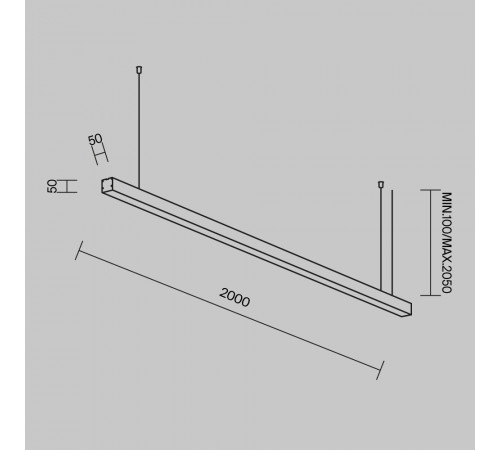 Линейный подвесной светильник Maytoni Technical 3000K 50x50 (Серебро, 2 м) LL312023