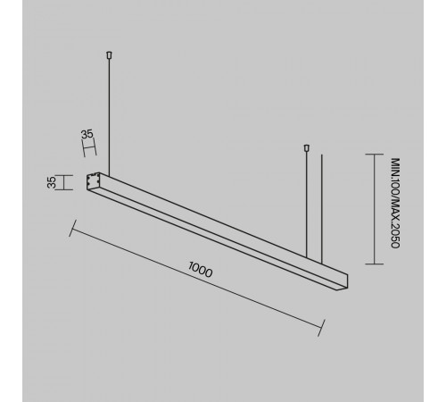 Линейный подвесной светильник Maytoni Technical 4000K 35x35 (Серебро, 1 м) LL312004