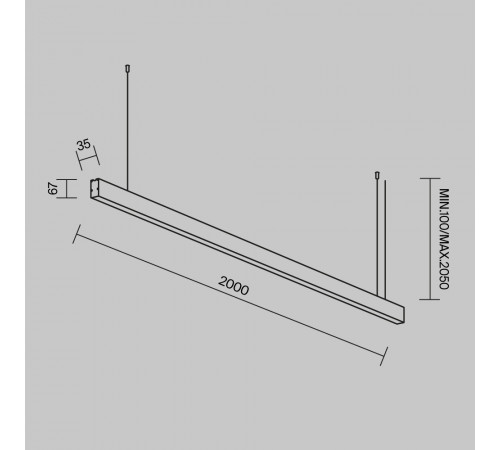 Линейный подвесной светильник Maytoni Technical 3000K 35x67 (Черный, 2 м) LL312047