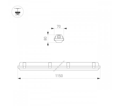 Линейный светильник Arlight ALT-DALLAS-EMERGENCY-L1150-40W Day4000 (WH, 120 deg, 230V) (IP66 Пластик) 060477