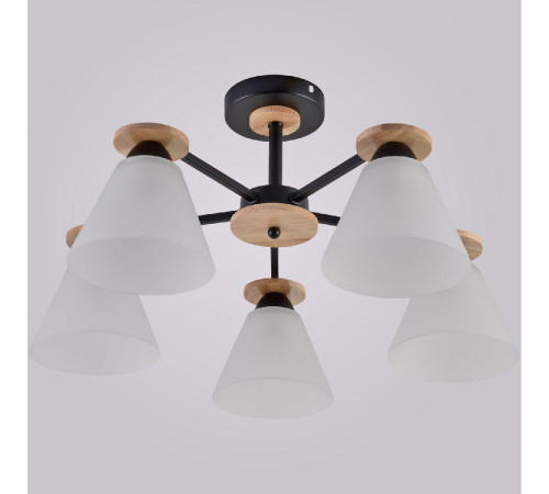 Люстра на штанге Reluce 01625-0.3-05 BK+WOOD