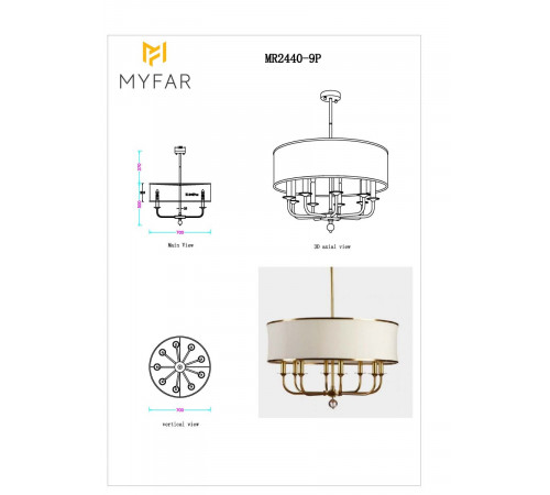 Люстра на штанге Myfar Maria MR2440-9P