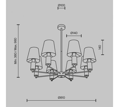 Люстра на штанге Maytoni Lira MOD483PL-08BS