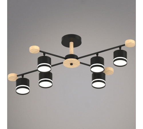 Люстра на штанге Reluce 78730-0.3-06 GX53 BK+WOOD