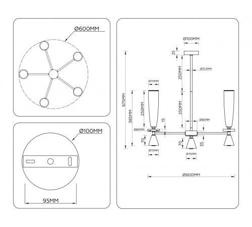 Люстра на штанге Ambrella Light High Light Ceramo Modern LH75371