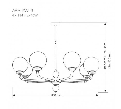 Люстра на штанге Kutek Mood Abano ABA-ZW-6(N)