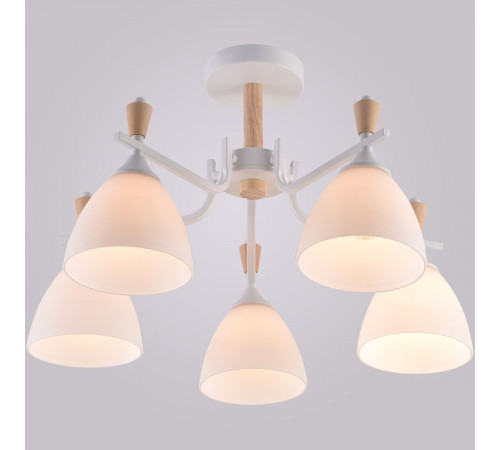 Люстра на штанге Reluce 01622-0.3-05 WH+WOOD Люстра на штанге Reluce 01622-0.3-05 WH+WOOD