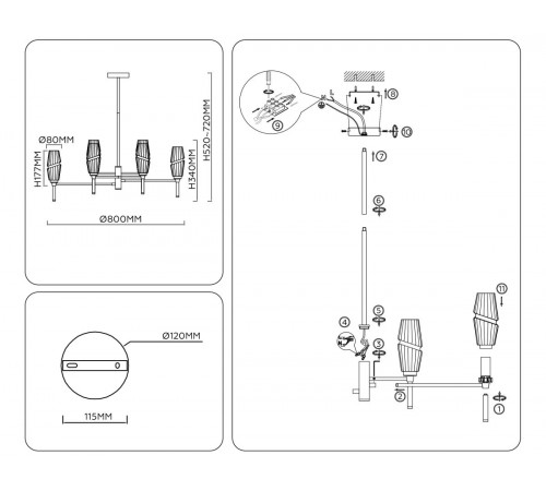 Люстра на штанге Ambrella Light High Light Modern LH55202