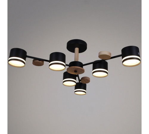 Люстра на штанге Reluce 68730-0.3-06 GX53 BK+WOOD