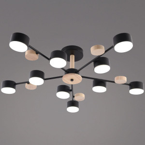 Люстра на штанге Reluce 03758-0.3-10 BK+WOOD GX53