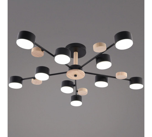 Люстра на штанге Reluce 03758-0.3-10 BK+WOOD GX53