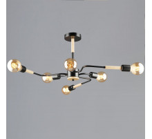 Люстра на штанге Reluce 10070-0.3-06 BK+WOOD