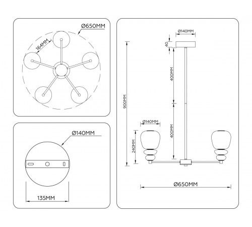 Люстра на штанге Ambrella Light High Light Ceramo Modern LH53164