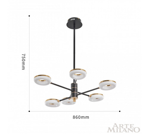 Люстра на штанге Arte Milano Ferrara 276699/6 BK/GD