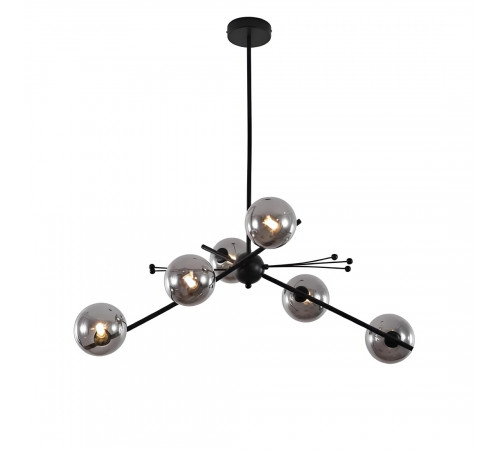 Люстра на штанге Delight Collection 9303P-6 black/smoky