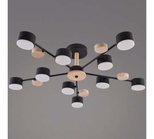 Люстра на штанге Reluce 03758-0.3-10 BK+WOOD GX53