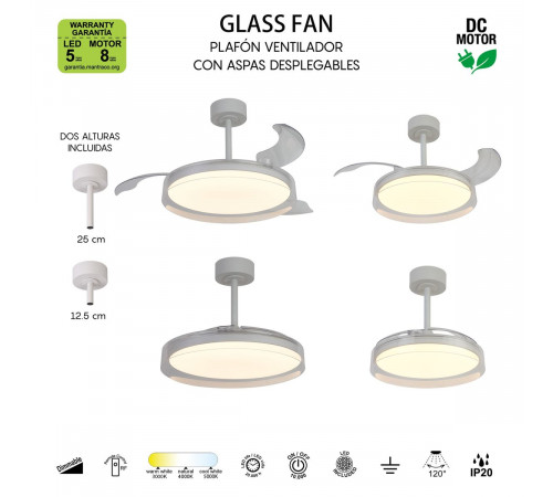 Люстра-вентилятор Mantra Glass Fan 9527