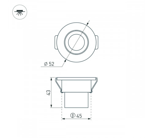 Встраиваемый мебельный светильник Arlight LTM-R52-3W Warm3000 (Белый, 30 deg, 230V) (IP40 Металл) 015393(1)