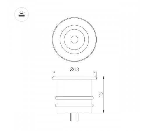 Мебельный светильник Arlight ART-PICCOLO-BUILT-R13-1W Warm2700 (BRS, 30 deg, 3V) (IP40 Металл) 061675