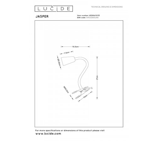 Настольная лампа Lucide Jasper 65206/11/33