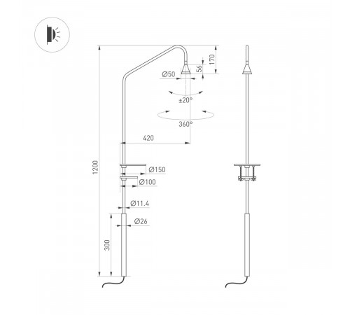 Настольная лампа Arlight SP-RINAR-TAB-5W Warm3000 (BK, 36 deg, 230V) (IP20 Металл) 059324