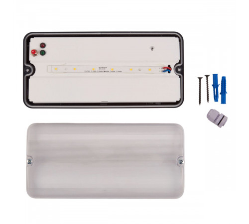 Светильник светодиодный влагозащищенный с БАП Uniel ULW-K25B 6W/4000K/EMG IP65 BLACK UL-00013353