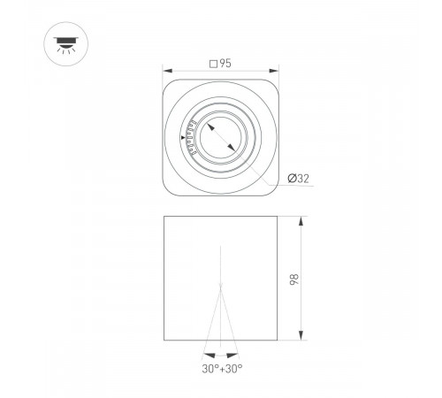 Накладной светильник Arlight SP-ACENTO-S95x95-10W Day4000 (WH, 20-45 deg, 230V) 055751 Накладной светильник Arlight SP-ACENTO-S95x95-10W Day4000 (WH, 20-45 deg, 230V) 055751