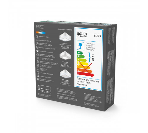 Потолочный светодиодный светильник Gauss Backlight BL223