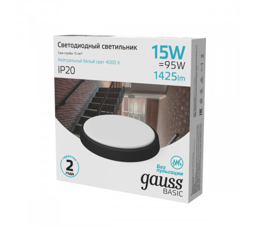 Настенно-потолочный светильник Gauss Basic 193411315B