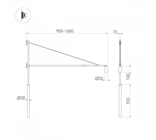 Настенный светильник Arlight SP-KANEL-WALL-6W Warm3000 (BK, 36 deg, 230V, TELESCOPIC) (IP20 Металл) 059601