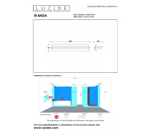 Настенный светильник Lucide Wanda 04212/12/30 Настенный светильник Lucide Wanda 04212/12/30