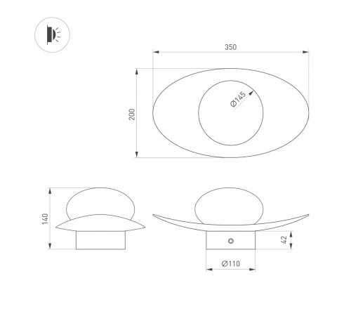 Настенный светильник Arlight SP-PERLEN-WALL-L350-6W Warm3200-MIX (BK, 150 deg, 230V, TOUCH-DIM) (IP20 Металл) 057588