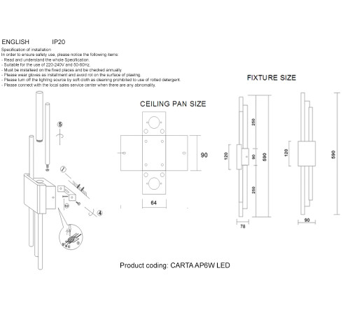 Настенный светильник Crystal Lux CARTA AP6W LED WHITE/BRASS