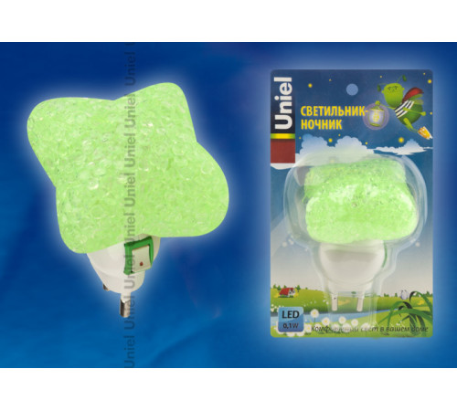 Настенный светодиодный светильник (10335) Uniel DTL-309-Звездочка/Green/1LED/0,1W