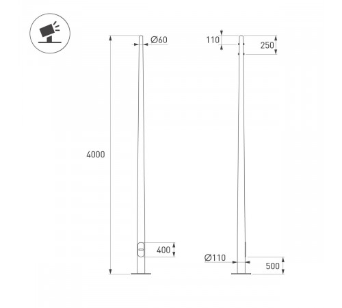Опора фланцевая Arlight OXOR-OK-D60-L4000 (BK) 057709